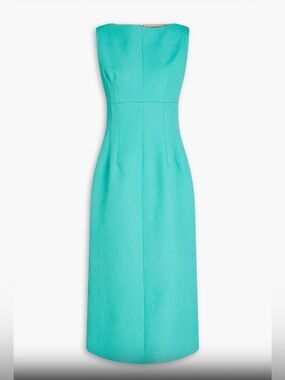 NWT Emilia Wickstead Ashie Turquoise Textured Cloqué Midi Dress — UK 10 / US 6